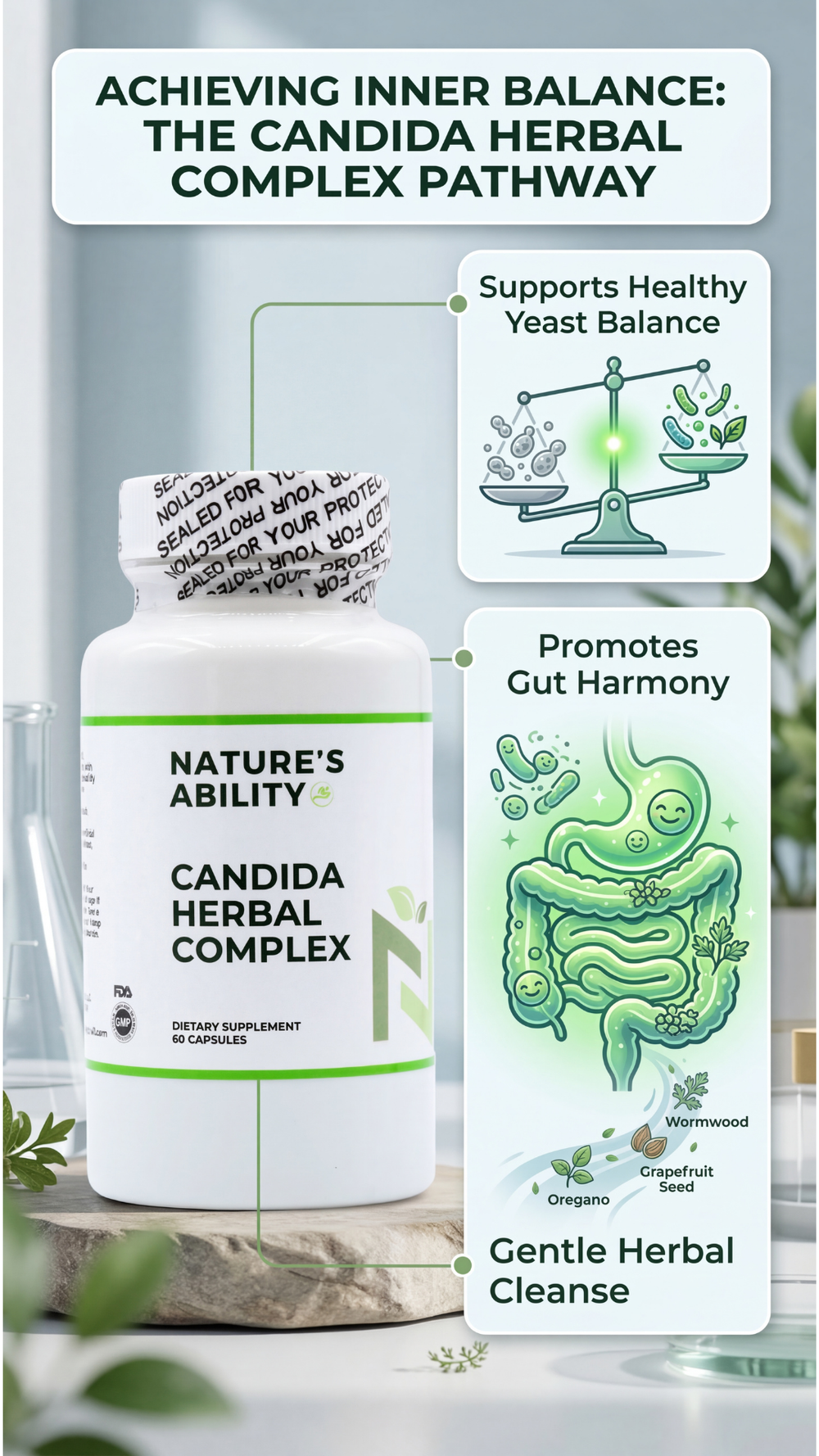 Nature's Ability Advanced Flora Herbal Supplement | Oregano & Caprylic Acid
