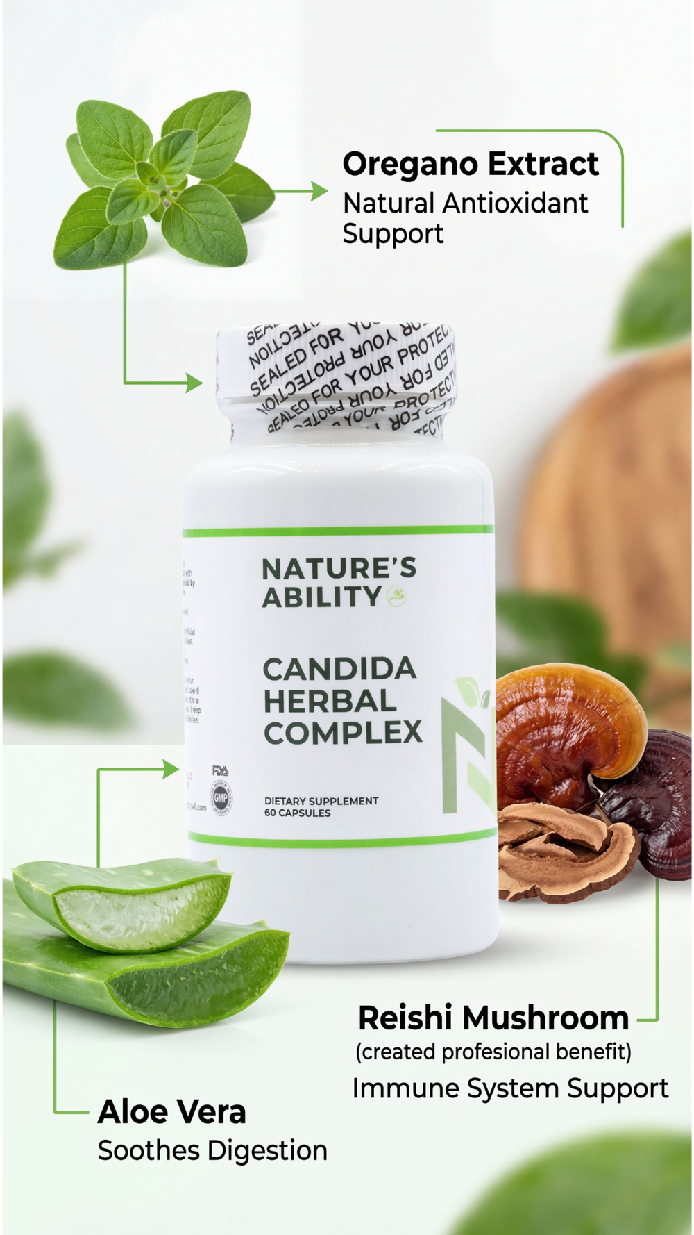Nature's Ability Advanced Flora Herbal Supplement | Oregano & Caprylic Acid