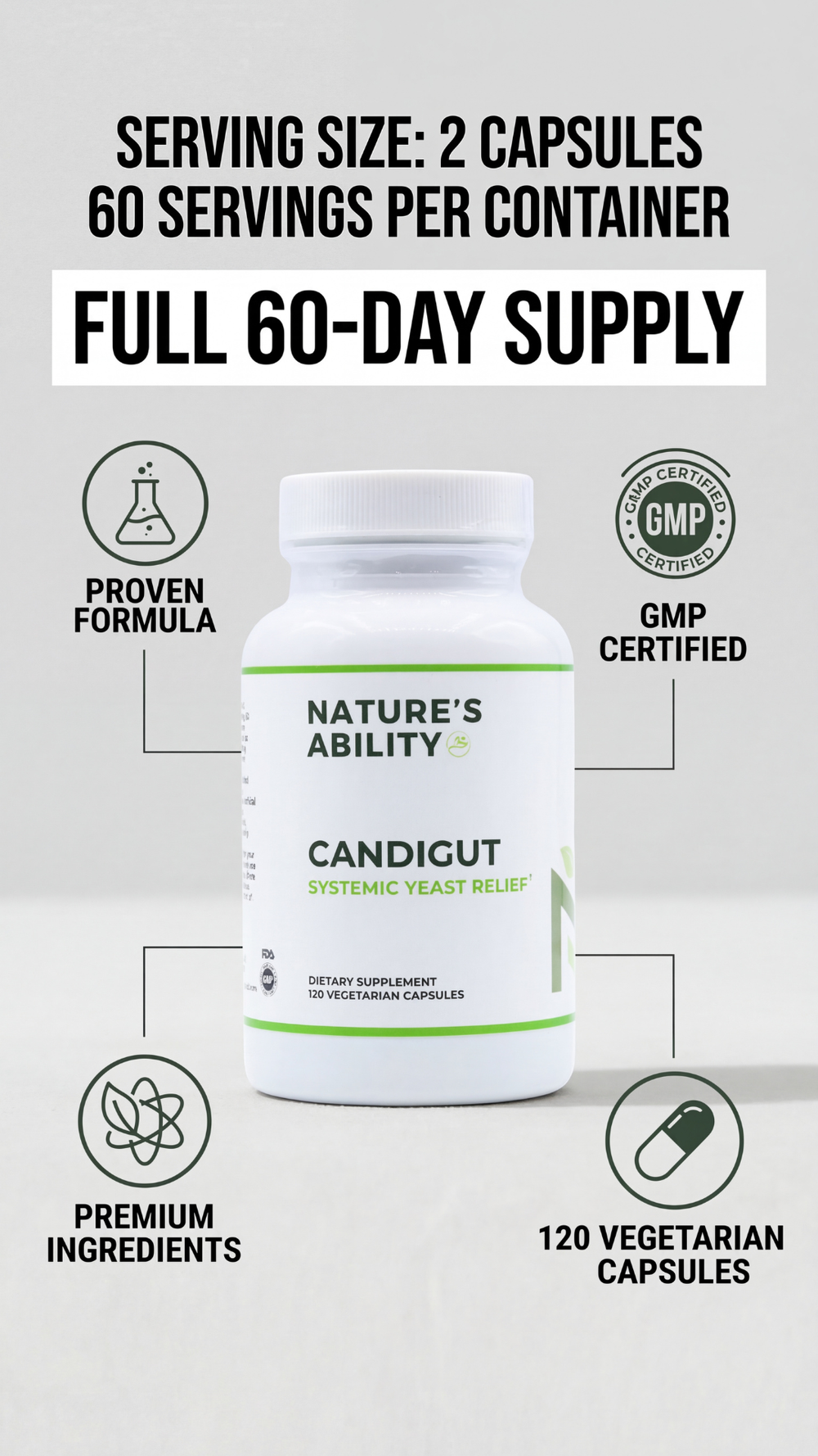 Nature's Ability CandiGut Enzyme Supplement | Cellulase & Protease