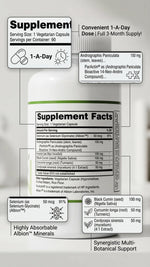 Supplement bottle with label showing supplement facts and ingredients on a white background