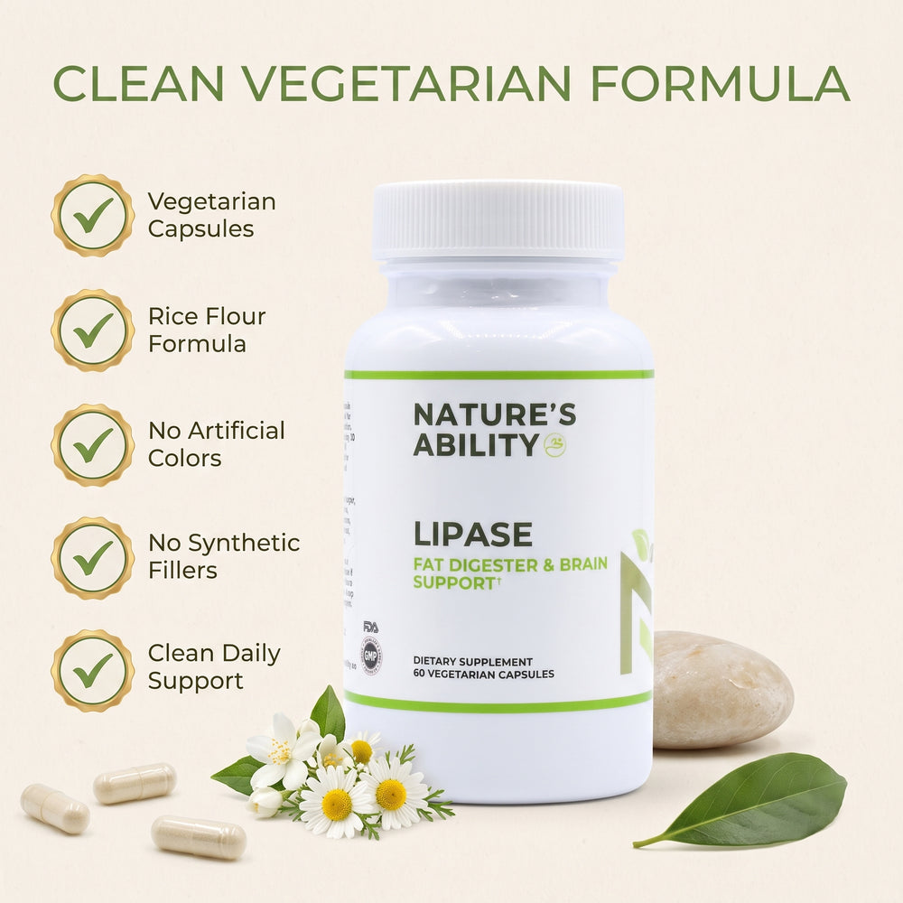 Nature's Ability Premium Lipase | Fat Digestion & Brain Support