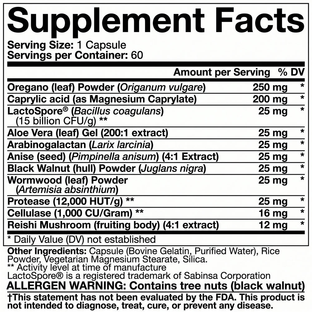 Nature's Ability Advanced Flora Herbal Supplement | Oregano & Caprylic Acid