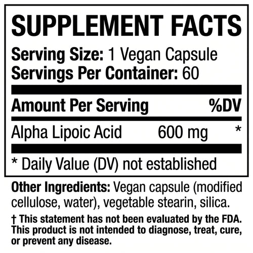 Nature's Ability Alpha Lipoic Acid 600mg | Cellular Energy & Nerve Support
