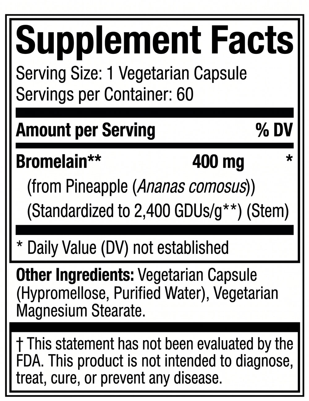 Nature's Ability High-Potency Bromelain 400mg | 2,400 GDU/g