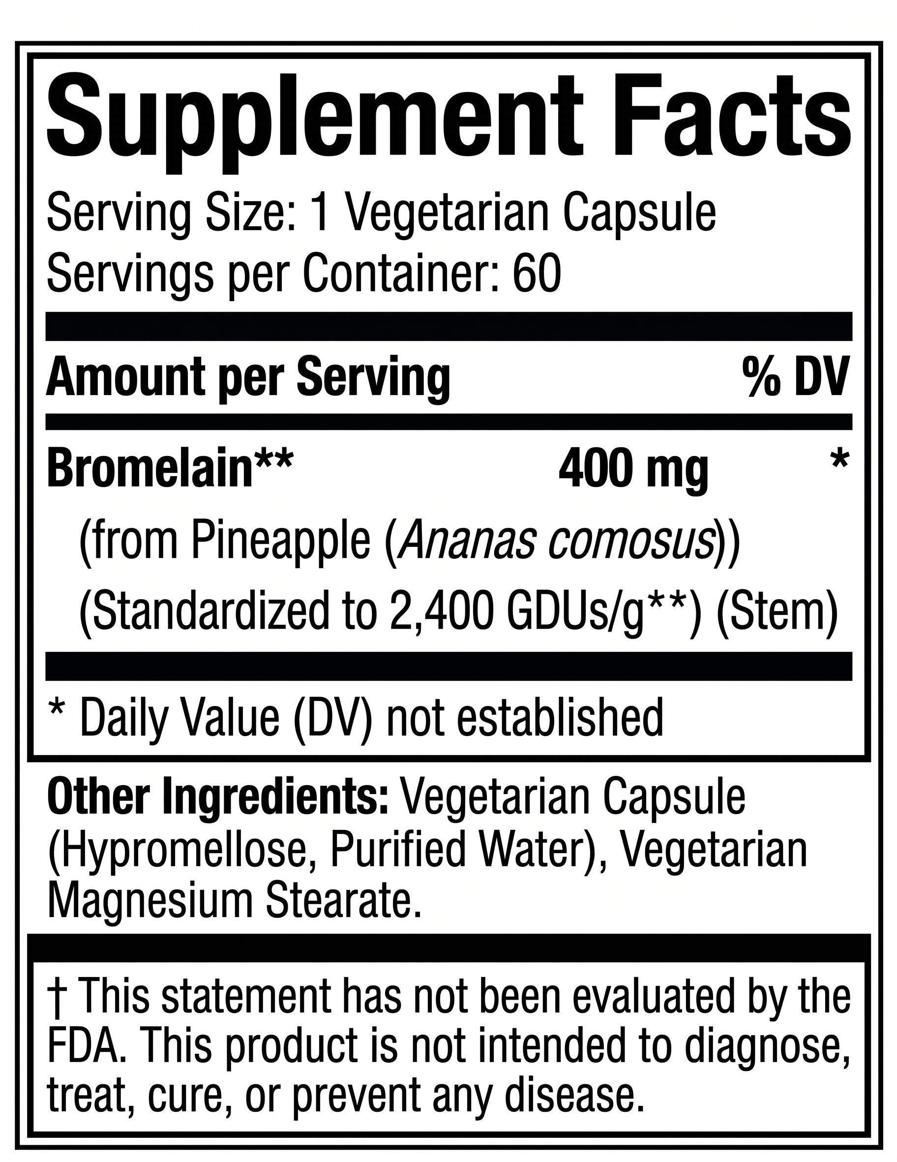 Nature's Ability High-Potency Bromelain 400mg | 2,400 GDU/g