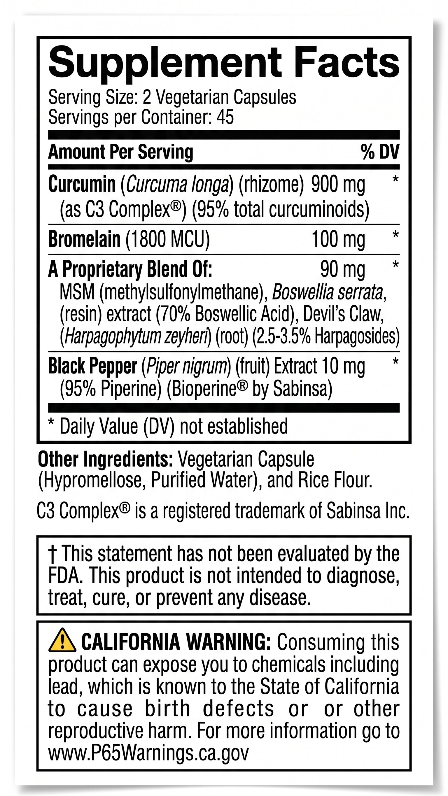 Nature’s Ability Curcumin C3 Complex® with BioPerine®