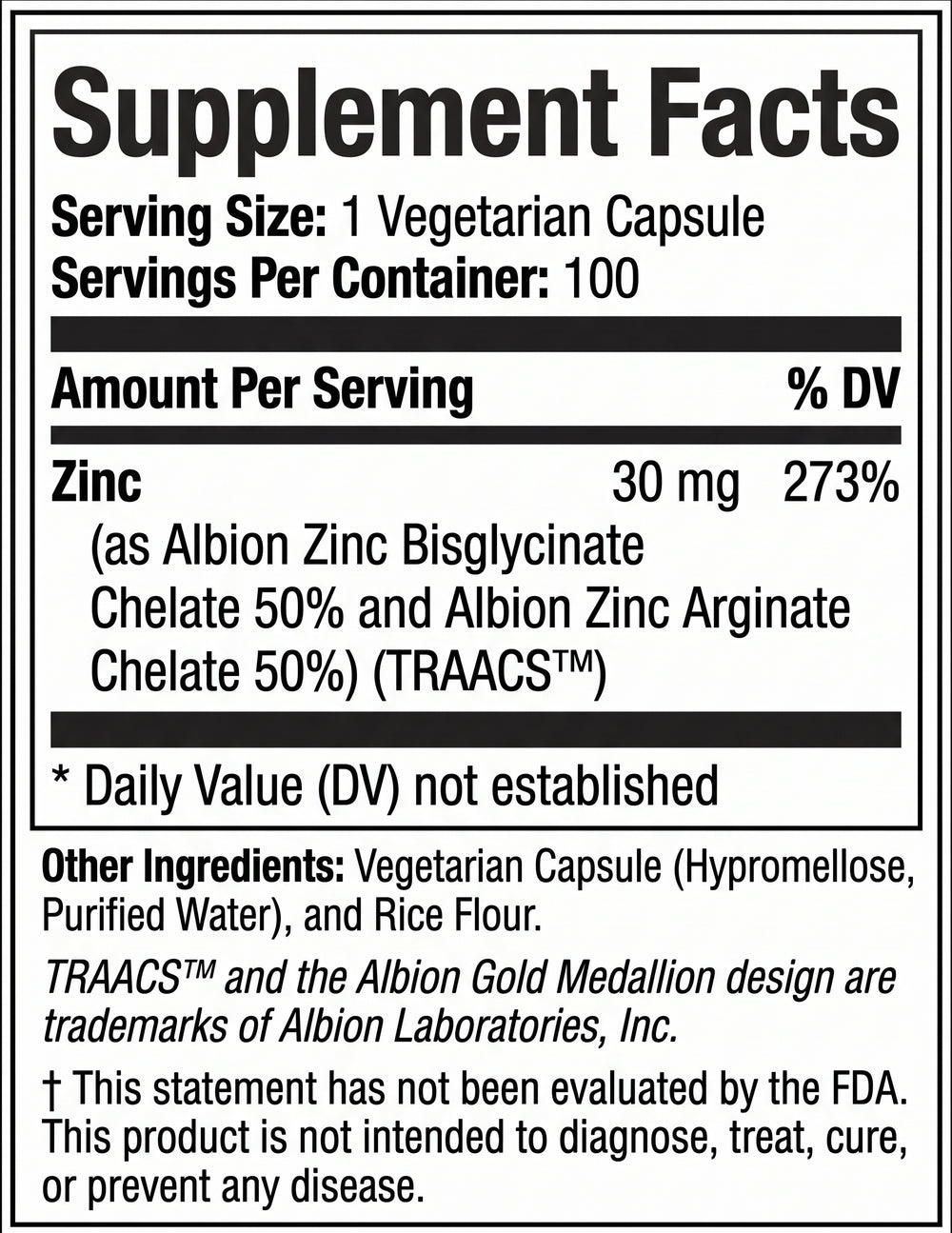 Nature's Ability Premium High Absorption Zinc Complex 30mg