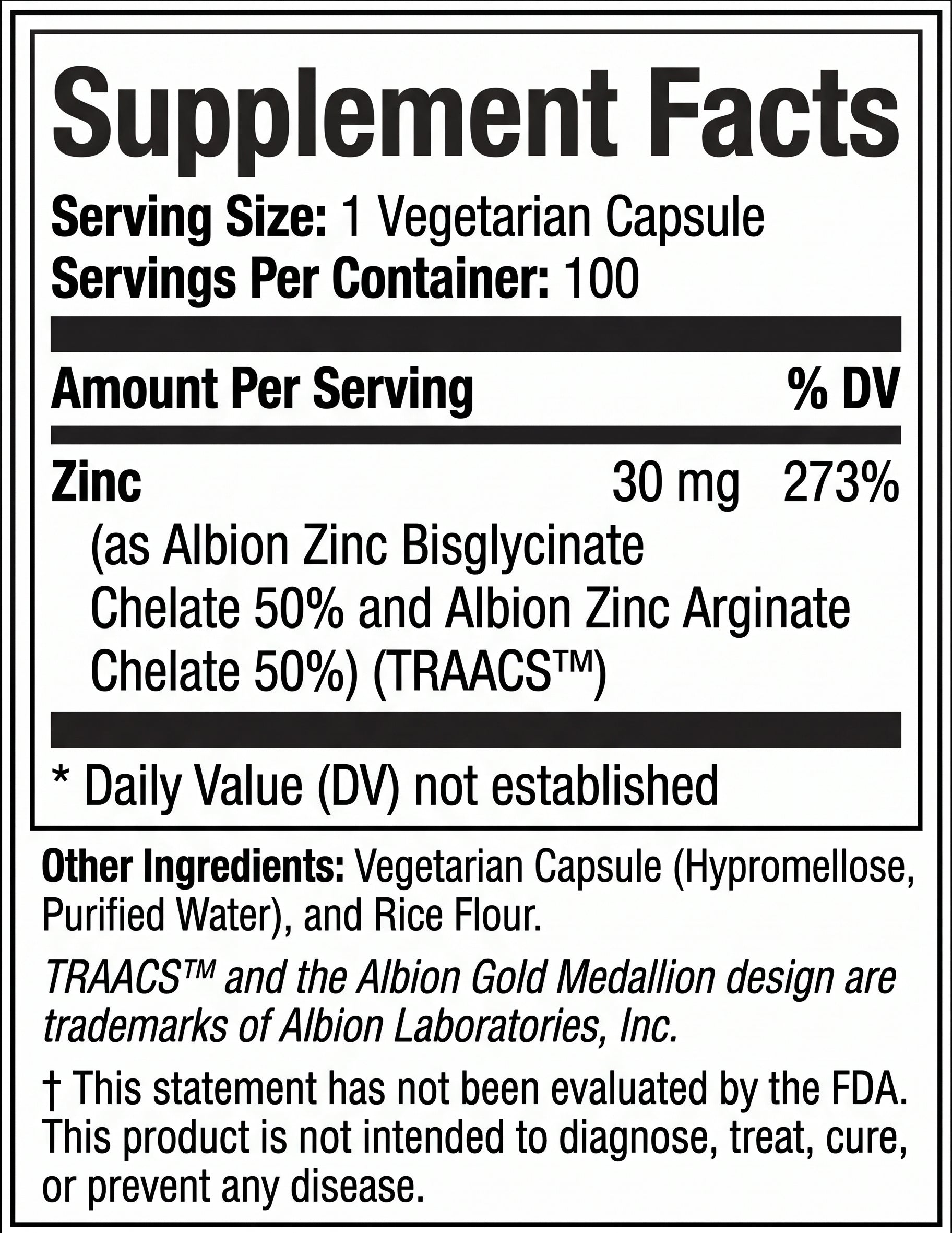 Nature's Ability Premium High Absorption Zinc Complex 30mg
