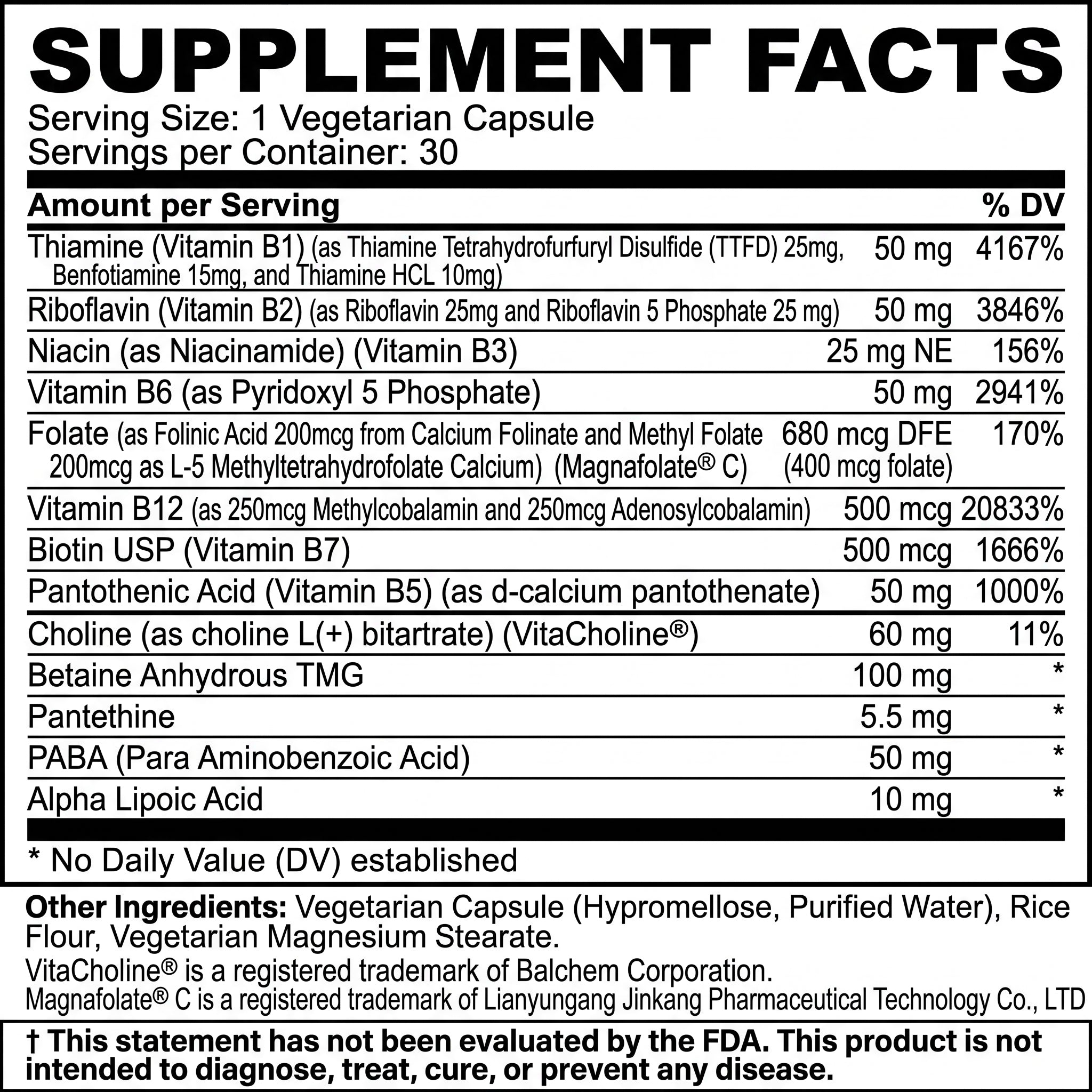 Nature's Ability Complete Methyl B Complex | with TTFD, P5P & L-Methylfolate