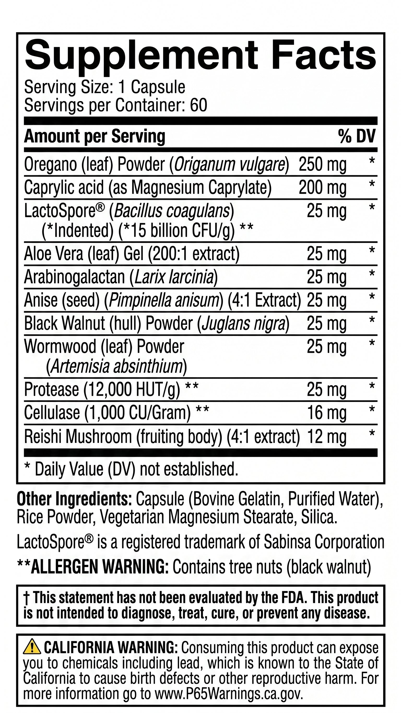 Nature's Ability Candida Herbal Complex | Oregano & Caprylic Acid