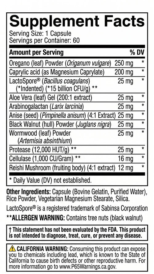 Nature's Ability Candida Herbal Complex | Oregano & Caprylic Acid