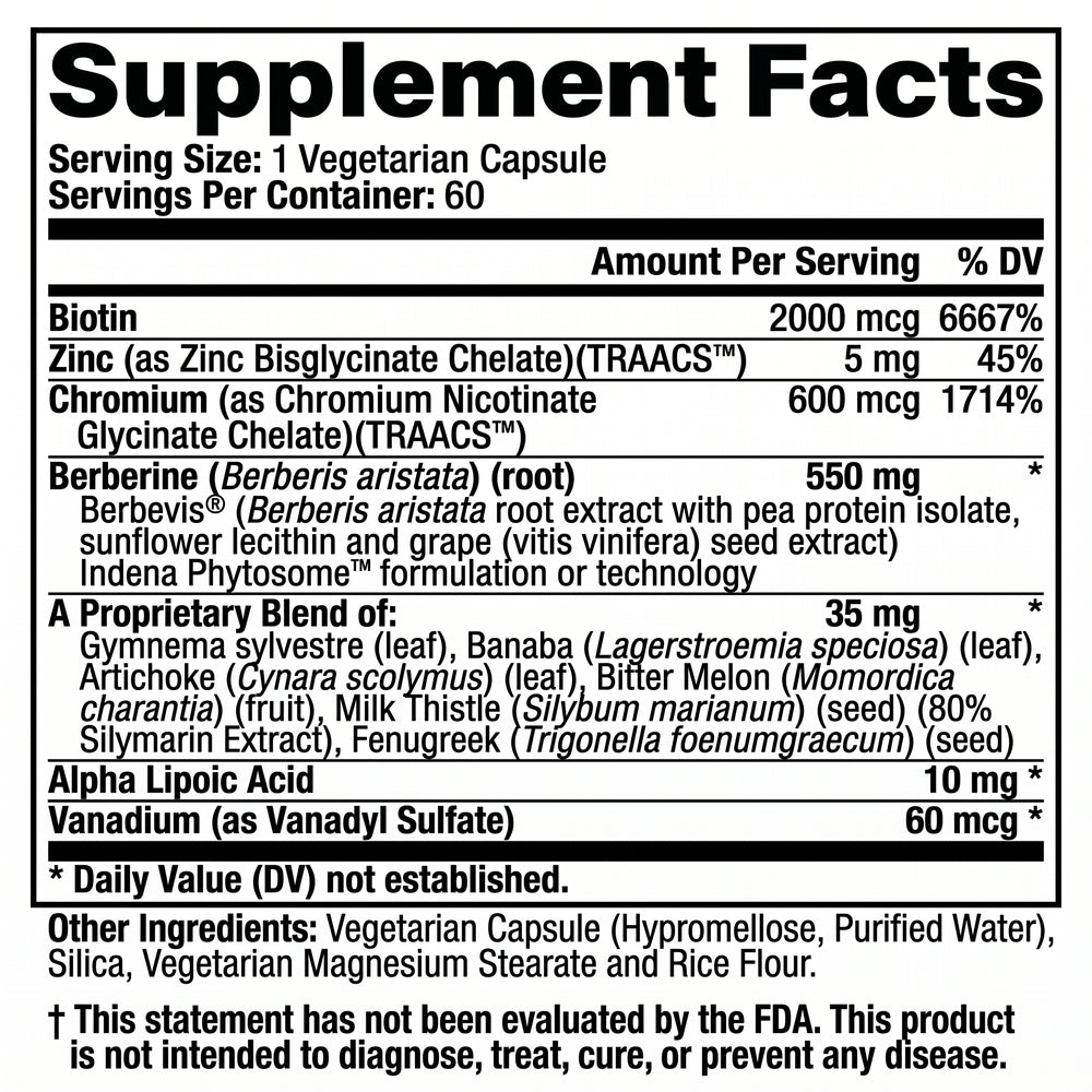 Nature's Ability Blood Sugar Support Supplement | Berbevis® & Chromium