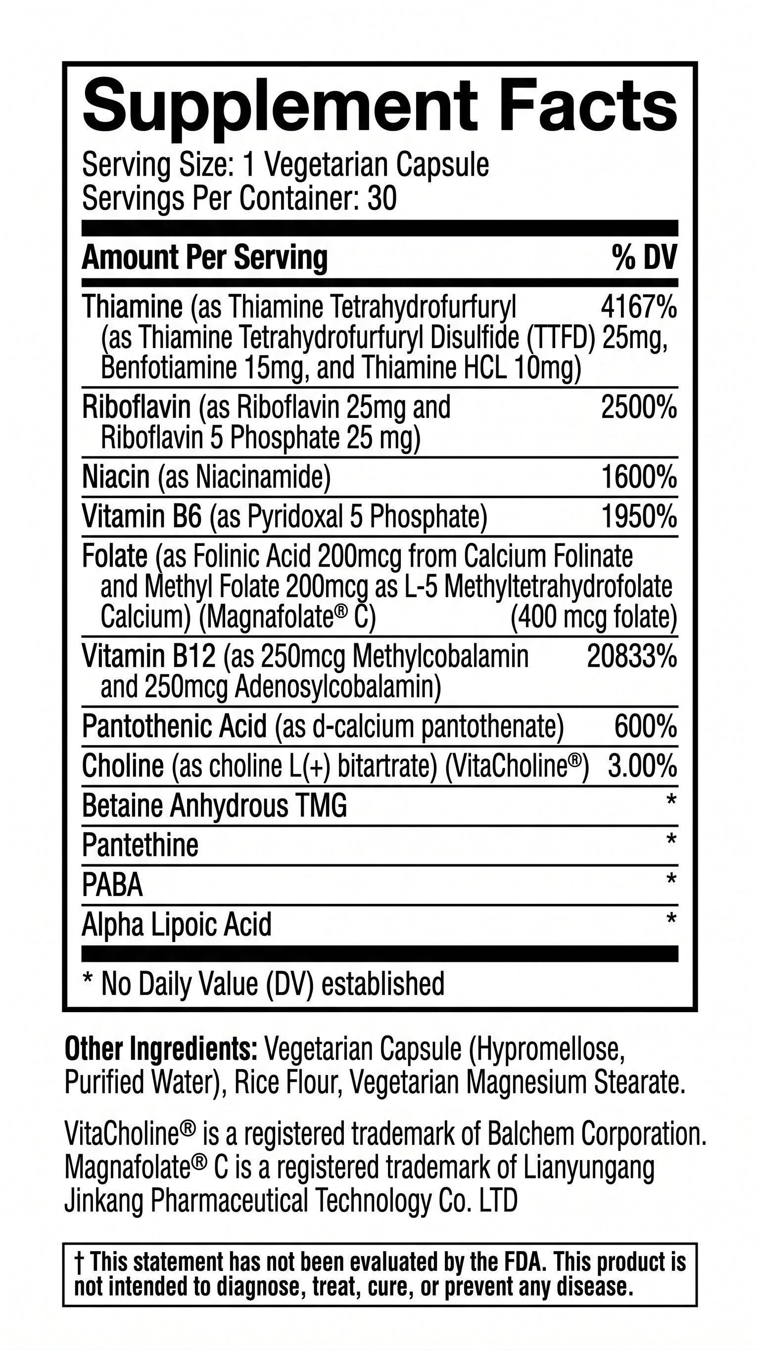 Nature's Ability Complete Methyl B Complex | with TTFD, P5P & L-Methylfolate