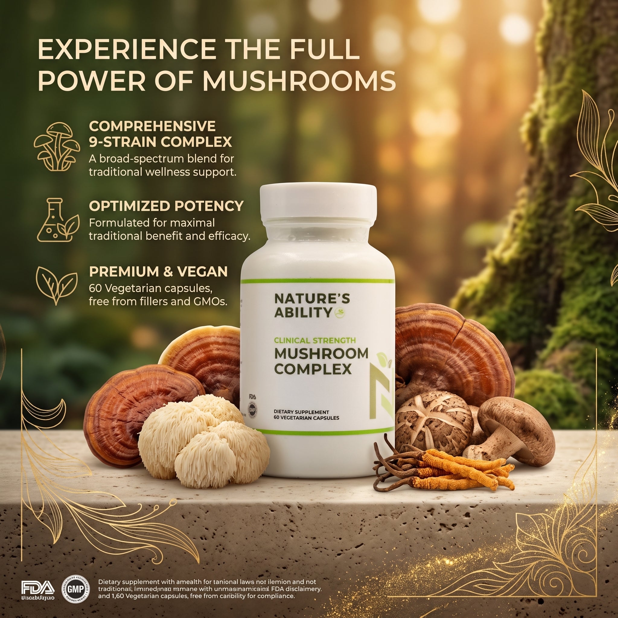Nature's Ability Premium Mushroom Complex | 9-Strain Blend