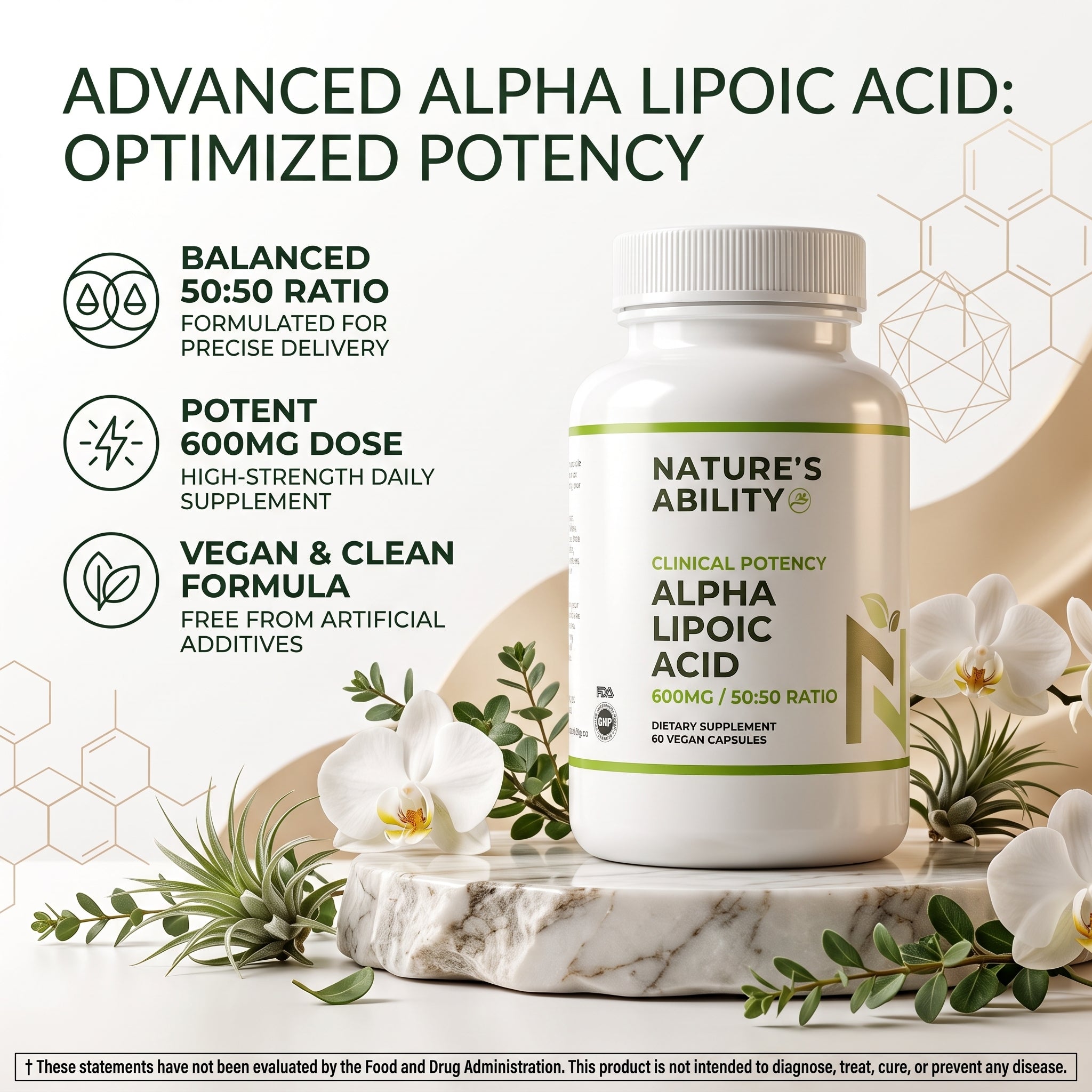 Nature's Ability Alpha Lipoic Acid 600mg | Cellular Energy & Nerve Support