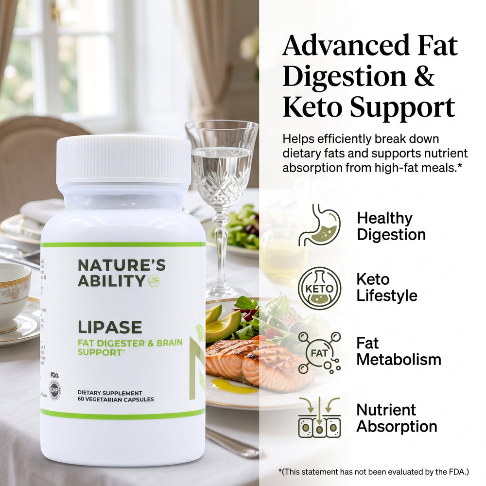 Nature's Ability Premium Lipase | Fat Digestion & Brain Support